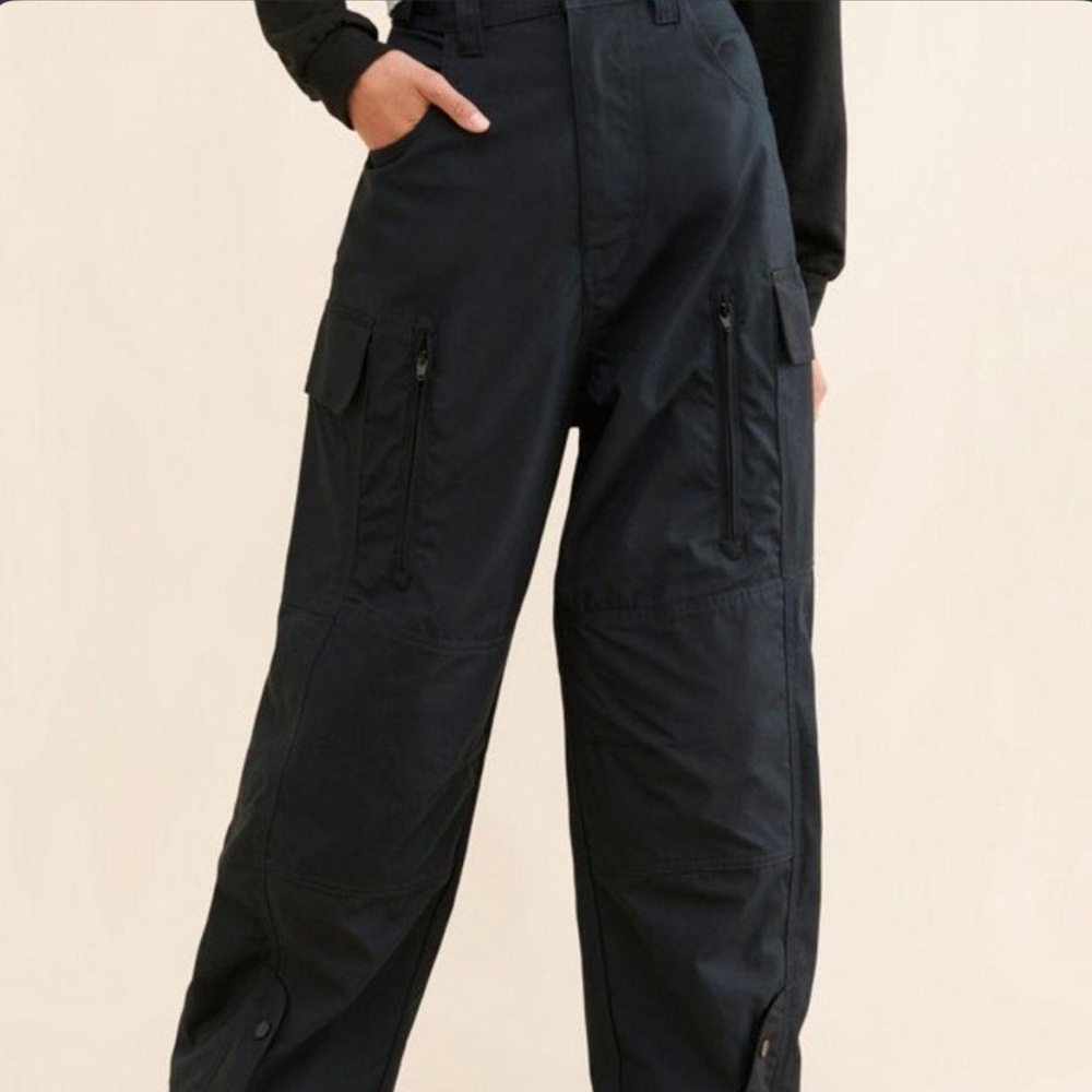 Anthropologie Black High-Rise Cargo Jeans